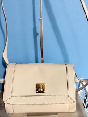 MCM Cream Crossbody Shoulder Bag with Gold Hardware